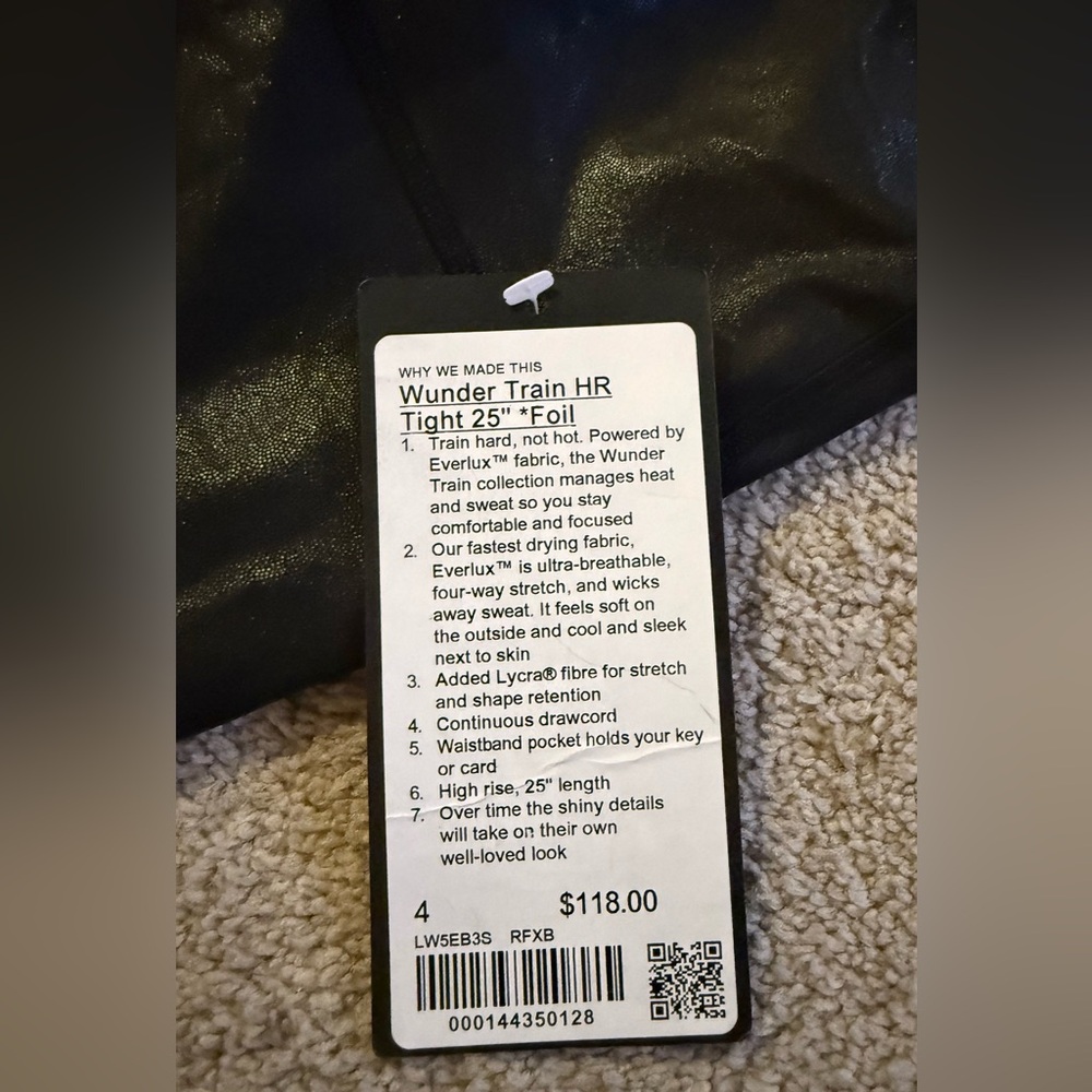 RARE Lululemon Wunder Train Tight Leggings 25”Shapeshifter Foil Black Size 4 NWT - Picture 8 of 10